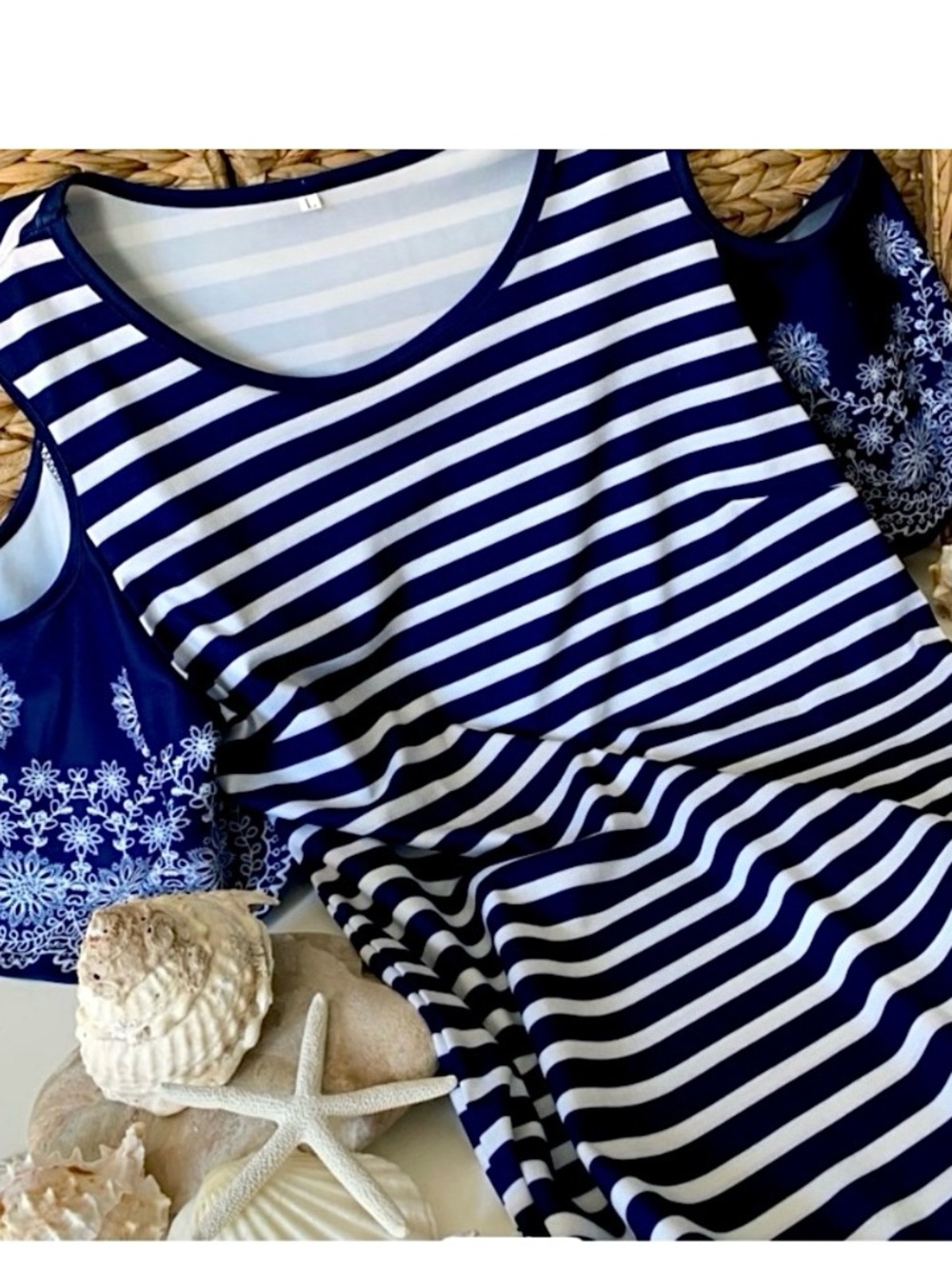 Navy & White Striped Cold Shoulder Top